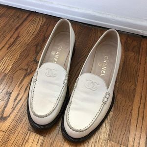 Vintage Cream CHANEL Leather Loafers